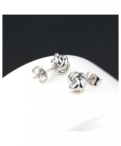 Womens Love Knot Stud Earrings Twisted Ear Studs Piercing Earrings Two Tone 18K Rose Gold Fashion Jewelry White gold $9.53 Ea...