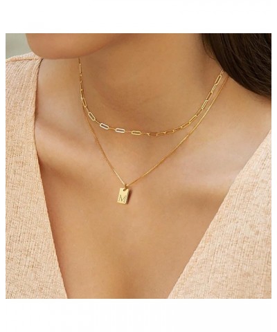 Gold Initial Necklaces for Women Non Tarnish, 14K Gold Dainty Square Letter Pendant Necklace Waterproof A-Z Trendy Thin Chain...