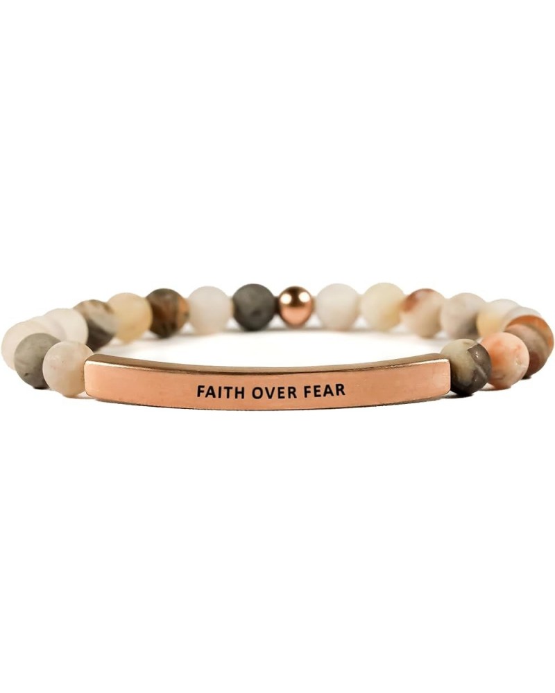 Hope Collection Unisex Stretchable Bracelets (FAITH OVER FEAR) Bamboo Agate Medium (7.1-8 inches) $17.97 Others