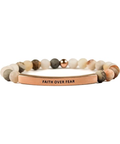 Hope Collection Unisex Stretchable Bracelets (FAITH OVER FEAR) Bamboo Agate Medium (7.1-8 inches) $17.97 Others