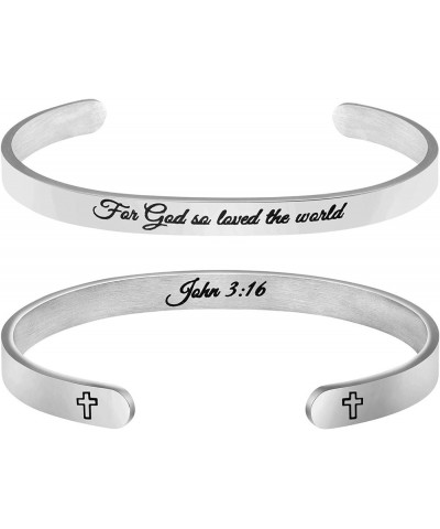 Christian Cuff Bracelet for Women Bible Verse Cross Jewelry Religious Faith Baptism Christmas Birthday Stainless Steel Gifts ...