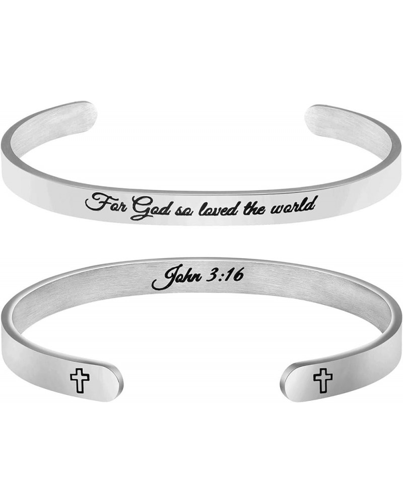 Christian Cuff Bracelet for Women Bible Verse Cross Jewelry Religious Faith Baptism Christmas Birthday Stainless Steel Gifts ...