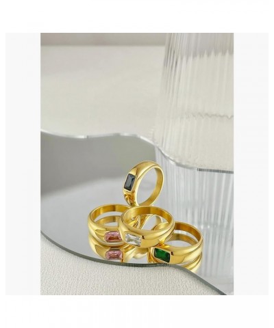 Colorful Stone Ring Stainless Steel Gold Plated Zirconia Crystal Eye Finger Rings for Women Size US 6/7/8 R214129BL-6 $9.84 R...