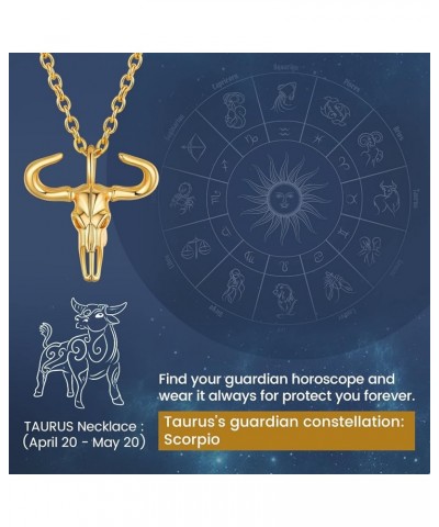 Zodiac Constellation Charm Necklace for Women, Gold Horoscope Astrology Pendant Necklaces Birthday Gifts 02. Taurus (Apr 21 -...