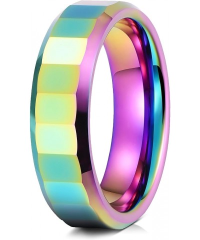 Rainbow Wedding Band for Women - Tungsten Womens Wedding Band | 4mm Rainbow Tungsten Rings For Women | Tungsten Wedding Bands...