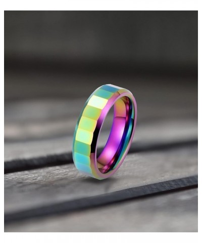 Rainbow Wedding Band for Women - Tungsten Womens Wedding Band | 4mm Rainbow Tungsten Rings For Women | Tungsten Wedding Bands...