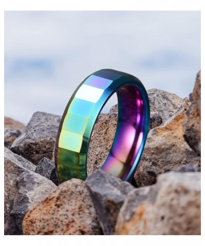 Rainbow Wedding Band for Women - Tungsten Womens Wedding Band | 4mm Rainbow Tungsten Rings For Women | Tungsten Wedding Bands...