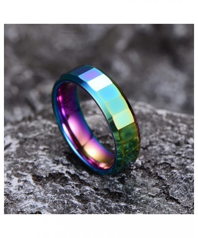 Rainbow Wedding Band for Women - Tungsten Womens Wedding Band | 4mm Rainbow Tungsten Rings For Women | Tungsten Wedding Bands...