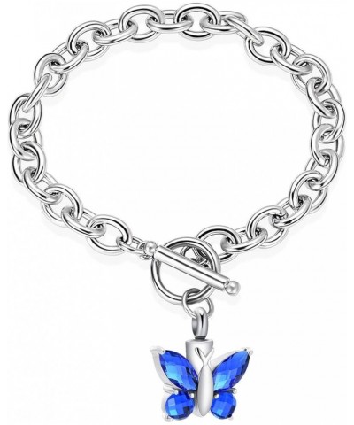 Butterfly Cremation Jewelry Urn Bracelet for Ashes Memorial Lockets Pendant Funeral Keepsake Jewelry for Ashes Blue $9.46 Bra...