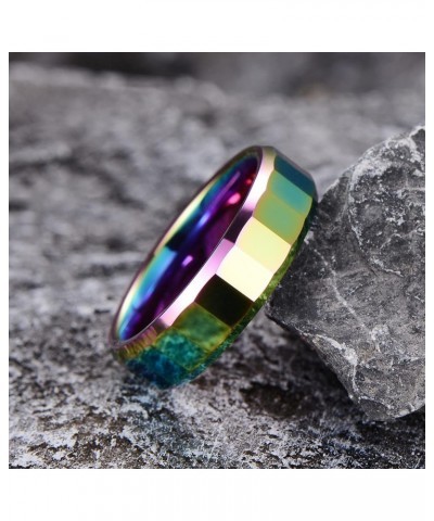 Rainbow Wedding Band for Women - Tungsten Womens Wedding Band | 4mm Rainbow Tungsten Rings For Women | Tungsten Wedding Bands...