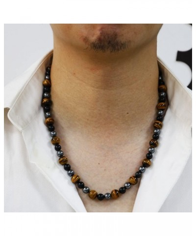 Fortis Chalcedony Beaded Necklace,Tiger Eye Beads Beaded Necklace Chain,Tiger Eye Necklace for Men and Women $8.69 Necklaces