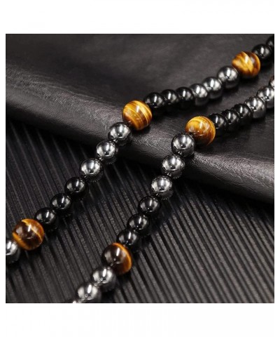 Fortis Chalcedony Beaded Necklace,Tiger Eye Beads Beaded Necklace Chain,Tiger Eye Necklace for Men and Women $8.69 Necklaces