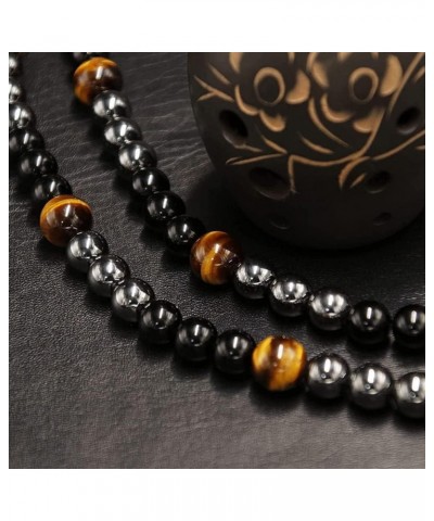 Fortis Chalcedony Beaded Necklace,Tiger Eye Beads Beaded Necklace Chain,Tiger Eye Necklace for Men and Women $8.69 Necklaces