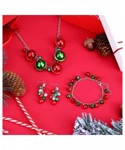 4 Pieces Christmas Bell Jewelry Set Includes Bells Necklace Bracelet Dangle Earring for Christmas Party $11.59 Jewelry Sets