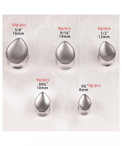 2PCS Stainless Steel Solid Water Drop Double Flared Ear Plugs Tunnels Teardrop Gauges Body Piercing Jewelry Expander 14mm(9/1...