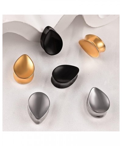 2PCS Stainless Steel Solid Water Drop Double Flared Ear Plugs Tunnels Teardrop Gauges Body Piercing Jewelry Expander 14mm(9/1...