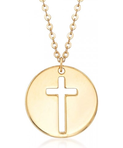 Italian 14kt Yellow Gold Cross Cutout Disc Pendant Necklace 20 Inches $112.20 Necklaces