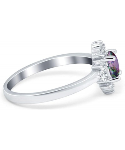 Art Deco Halo Wedding Engagement Ring Round Simulated Cubic Zirconia 925 Sterling Silver Simulated Rainbow CZ $15.11 Rings