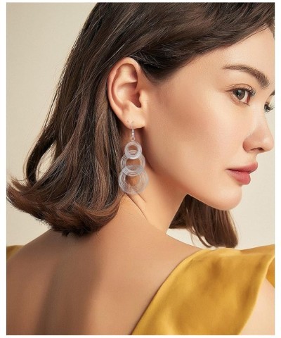 Unique Lightweight Chic 70s 80s 90s Long Metal Disco Multiple Twist Circles Gold Silver Dangle Drop Earrings for Women Girls ...