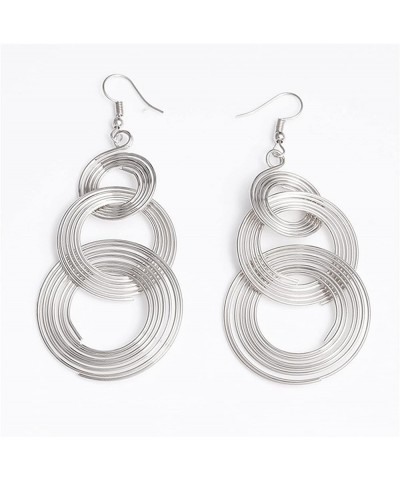 Unique Lightweight Chic 70s 80s 90s Long Metal Disco Multiple Twist Circles Gold Silver Dangle Drop Earrings for Women Girls ...