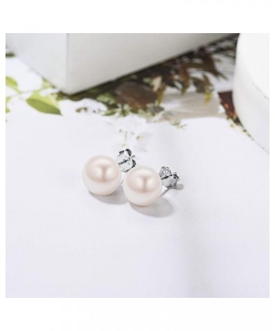 18K Gold/Rose Plated Sterling Silver Button Stud Teardrop Dangle White Freshwater Shell Pearl Earrings(With Gift Box) 05: Stu...