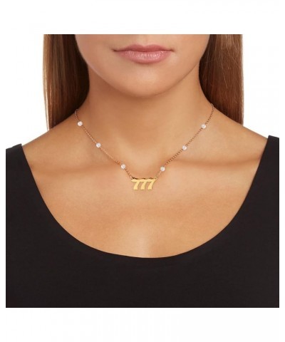 Angel Number Necklace for Women 111 222 333 444 555 666 777 888 999 Faux Pearl Choker Necklace Gift for Teen Girls 999 Gold $...