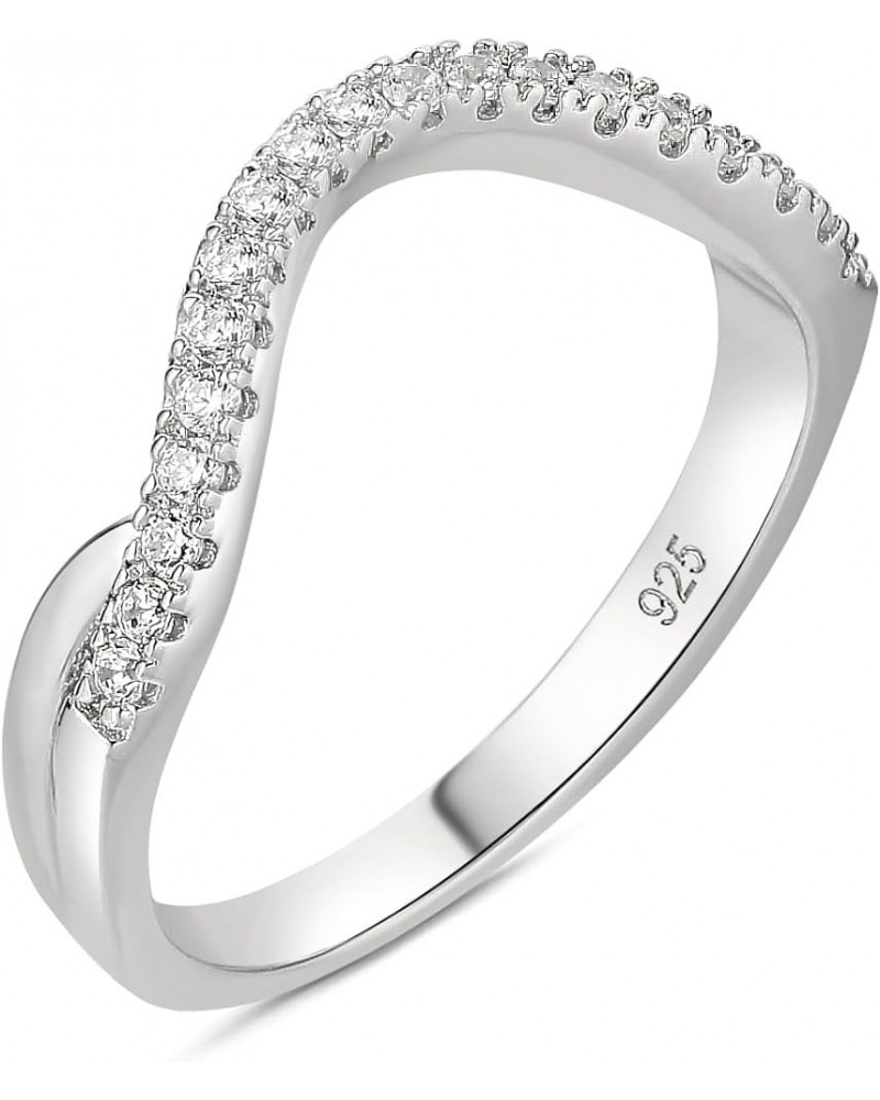 Newshe Wedding Band Eternity Ring for Women Cubic Zirconia AAA Twisted 925 Sterling Silver Size 5-10 Curved White $13.63 Rings