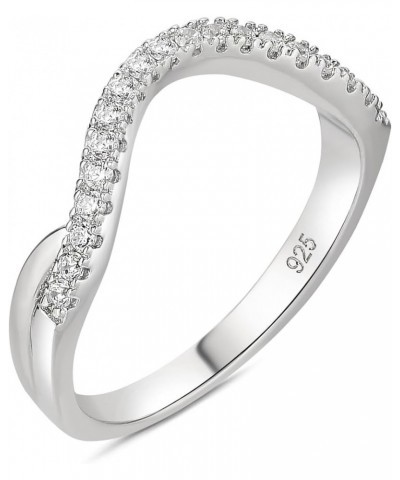 Newshe Wedding Band Eternity Ring for Women Cubic Zirconia AAA Twisted 925 Sterling Silver Size 5-10 Curved White $13.63 Rings