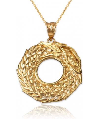 14K Yellow Gold Ouroboros Dragon Pendant Necklace 16 $89.03 Necklaces