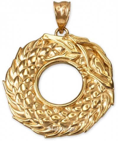 14K Yellow Gold Ouroboros Dragon Pendant Necklace 16 $89.03 Necklaces