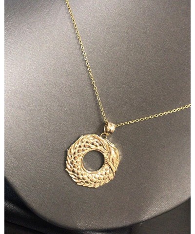 14K Yellow Gold Ouroboros Dragon Pendant Necklace 16 $89.03 Necklaces