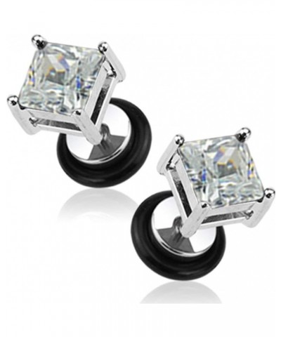 16g Surgical Steel Square Crystal Dia Cut Cheater Plug Earrings (Choose CZ Color) Clear CZ $9.66 Body Jewelry