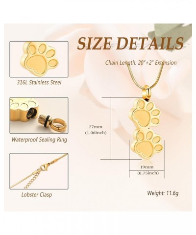 Dog Paw Shaped Cremation Jewelry for Ashes Cute Urn Necklaces for Dog Cat Stainless Steel Keepsake Pendant Ashes Locket for W...