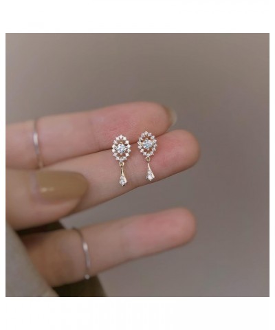 Zircon Earrings Hypoallergenic Fashion Ear Studs Female Pendant Tassel Pendant Earrings for Women Jewelry (Color : C322 Silve...