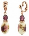 1928 Jewelry Rose Purple Crystal Bead Flower Drop & Dangle Earrings Clip On $15.63 Earrings