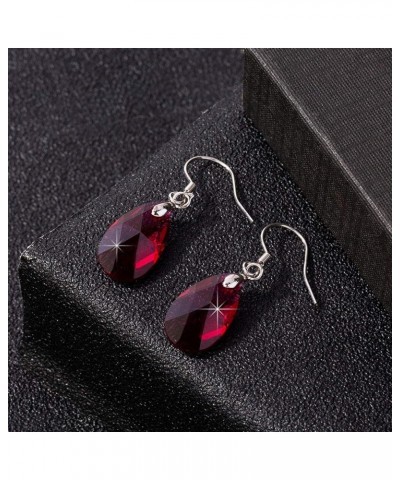 Teardrop Austrian Crystal Drop Dangle Earrings for Women 925 Sterling Silver Hook Hypoallergenic Jewelry Fuchsia $11.89 Earrings