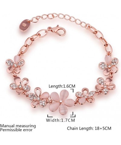 18K Rose Gold Plated Women Adjustable Flower Link Bracelet Bangle Jewelry,Women Gifts for Her $11.50 Bracelets