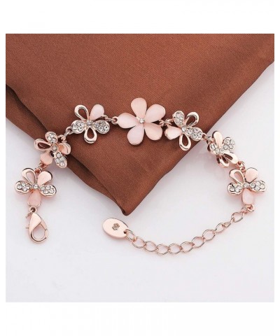 18K Rose Gold Plated Women Adjustable Flower Link Bracelet Bangle Jewelry,Women Gifts for Her $11.50 Bracelets