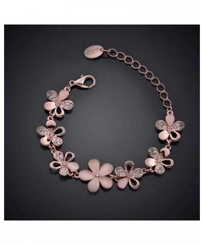 18K Rose Gold Plated Women Adjustable Flower Link Bracelet Bangle Jewelry,Women Gifts for Her $11.50 Bracelets