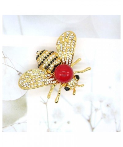 Honey Bee Brooches Crystal Insect Themed Bee Brooch Animal Fashion Shell Pearl Brooch Pin Gold Tone Red pearl $8.39 Bracelets