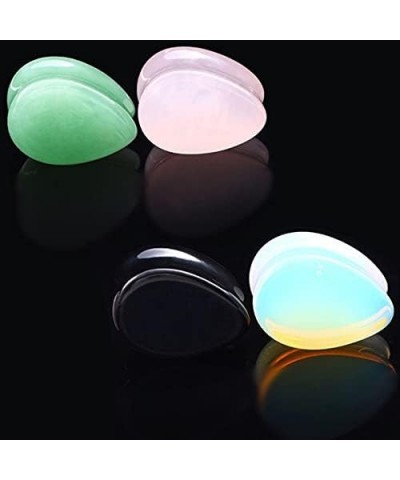 IPINK-10Pcs 2g-5/8 Teardrop Natural Stone Ear Gauges Plugs Tunnels Saddle Stretcher Expander Piercing Jewelry 5 Pairs of 00g(...