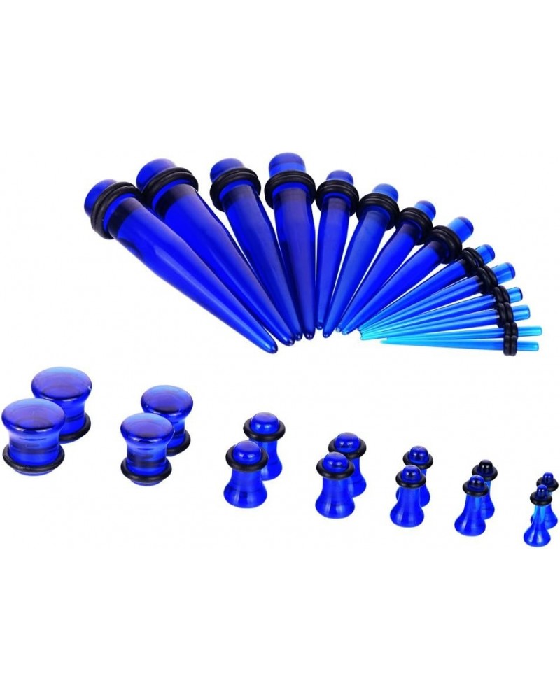 36 PCS Small Gauges Set Acrylic Tapers Tunnels Kit Piercing Earrings with O-rings 12G-00G Dark Blue $7.49 Body Jewelry