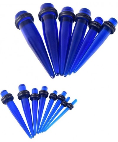 36 PCS Small Gauges Set Acrylic Tapers Tunnels Kit Piercing Earrings with O-rings 12G-00G Dark Blue $7.49 Body Jewelry